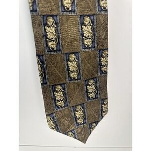Cellini Uomo Mens Tie 100% Silk Made in USA Gold Blue Purple Floral Geometric
